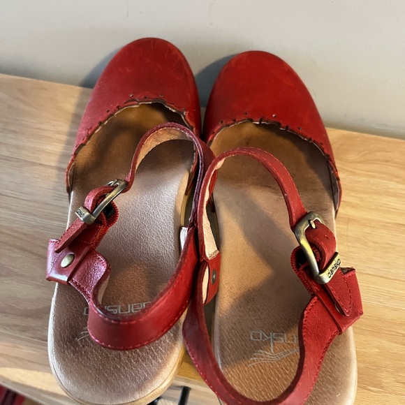 Dansko Red Leather Marta Women's Clog Mary Jane Sandals with Buckle EU 40 US 9 - Picture 8 of 10